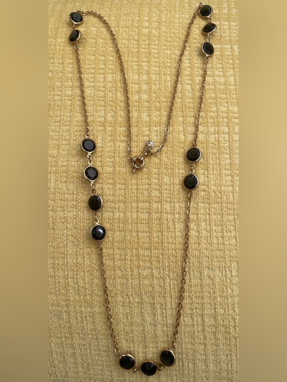 J. Crew Gold-Tone Long Necklace Bezel Crystal